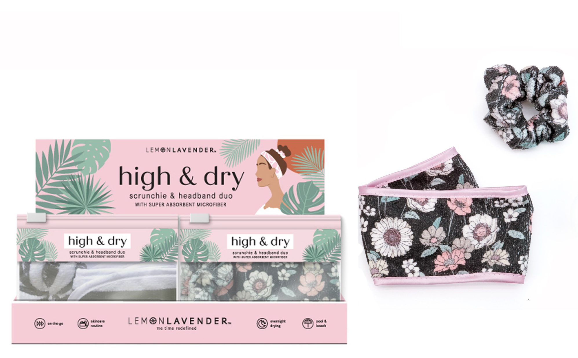 Lemon Lavender High & Dry Microfiber Scrunchie & HEADBAND Sets