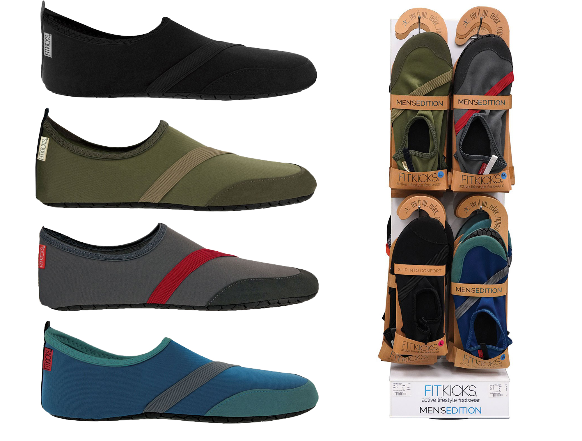 Men's FitKicks Slip-On Athletic SHOES w/ Two Tone Colors & Soft Footbed