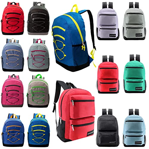 ''17'''' Sports & Two Tone Bungee BACKPACKs w/ Mesh Side Pockets - Assorted Colors''