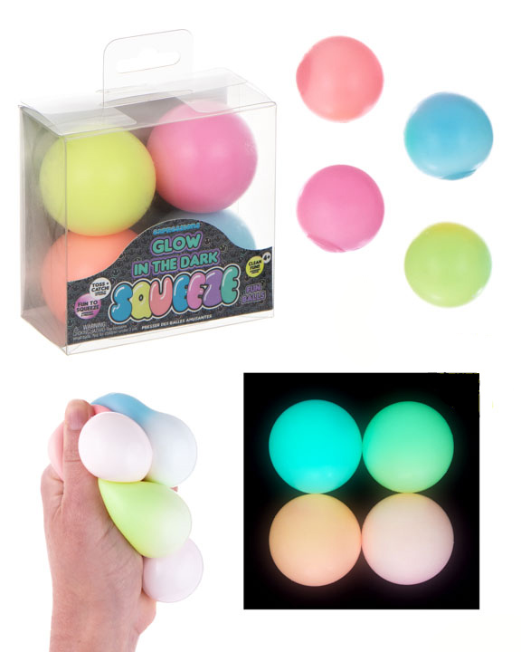 Glow in the Dark Toss & Catch Squeeze Balls - 4-Pack