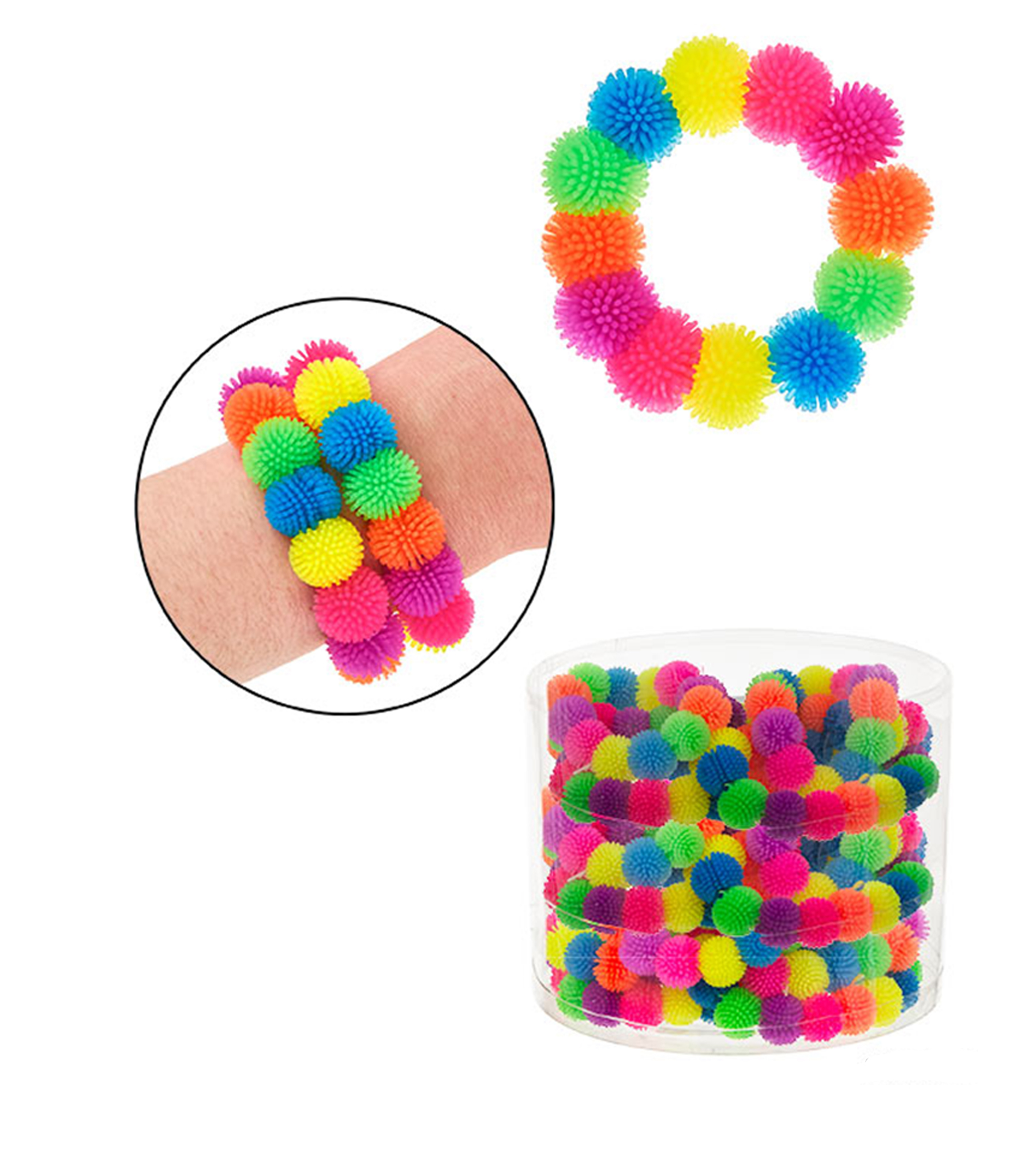 Wearable Molecular Shaped Squeeze Puffer Ball Bracelets - Assorted Colors