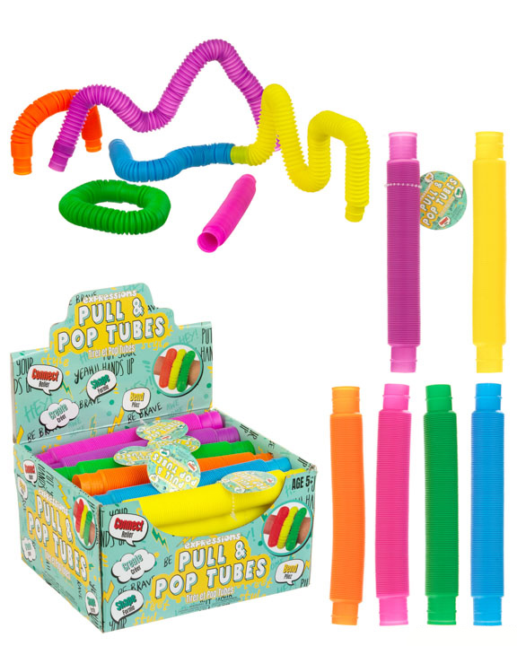 Pull & Pop Sensory Fidget Tube TOYS - Assorted Colors