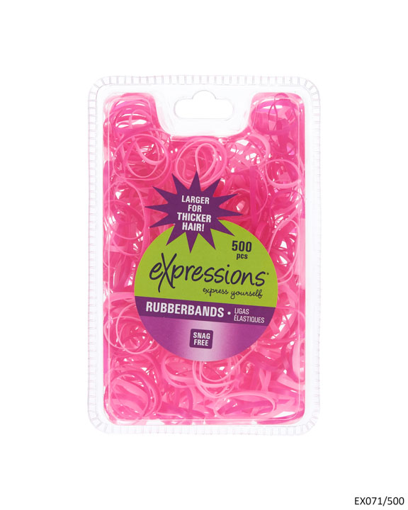 Large Hair Elastic RUBBER BANDS - Pink - 500-Pack