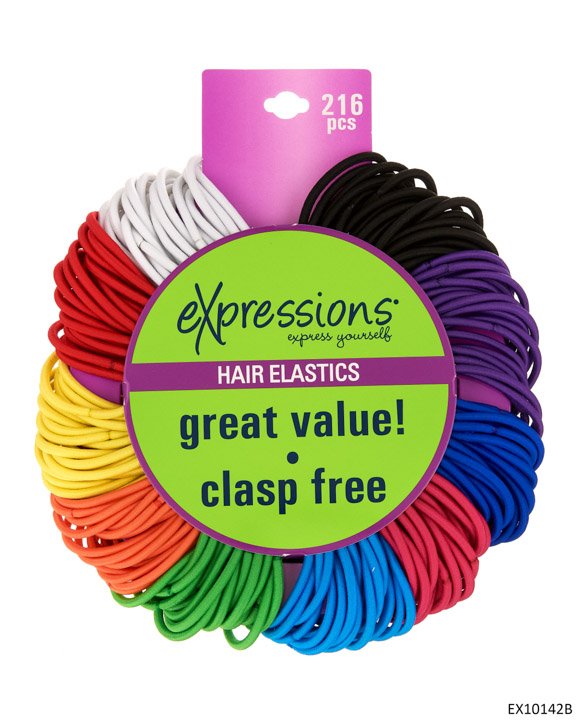 HAIR Elastics - Assorted Rainbow Colors - 216-Pack