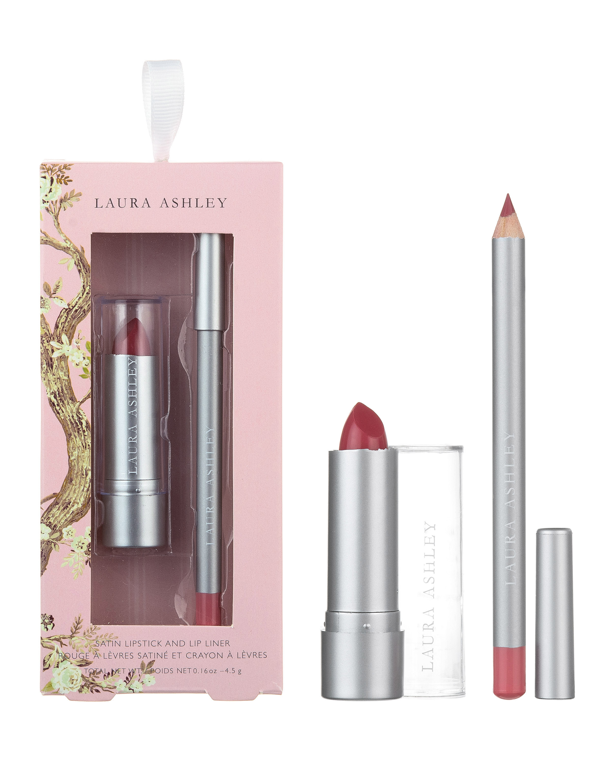 Laura Ashley Queensbury Satin LIPSTICK & Liner Set - Medium Pink - 2-Pack