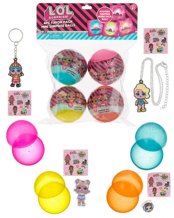 L.O.L. Surprise! Mini Surprise Balls w/ STICKERS & Collectible Keychains - 4-Pack