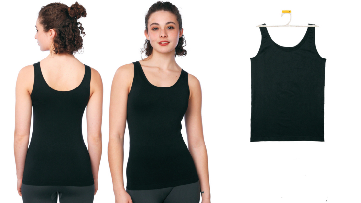 Women's Seamless Sports TANK TOP w/ Scoop Neck - Sizes Small-XL - Black