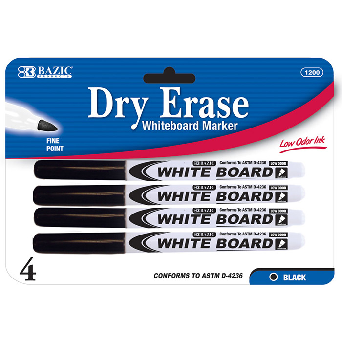 Black Fine Tip Dry Erase Marker (4/Pack)