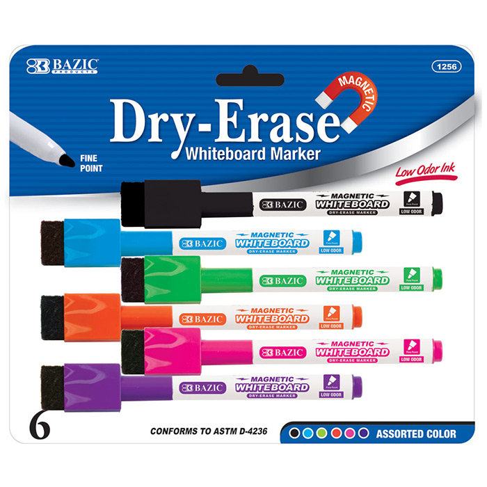 Bright Color Magnetic Dry Erase Markers (6/Pack)