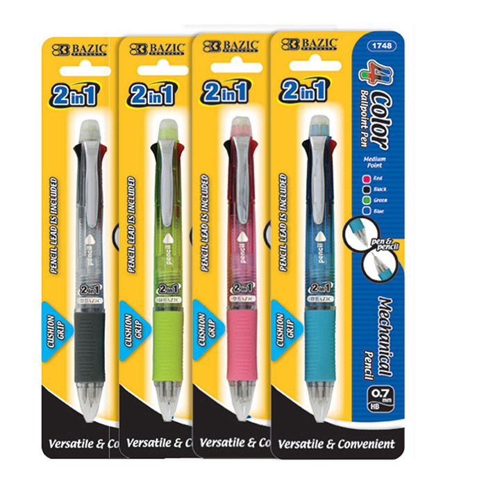 2-In-1 Mechanical PENCIL & 4-Color Pen w/ Grip
