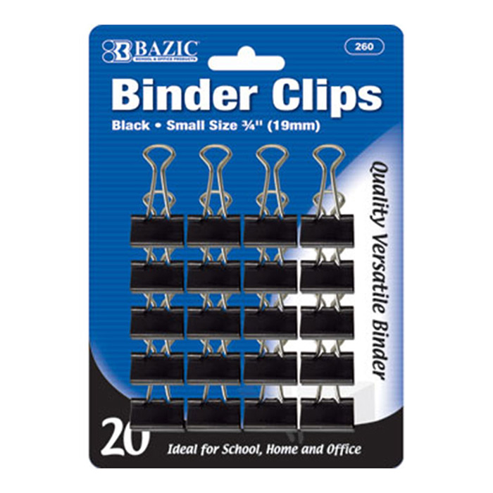 ''Small 3/4'''' (19Mm) Black Binder Clip (20/Pack)''