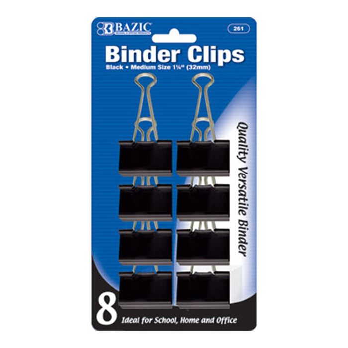 ''Medium 1 1/4'''' (32Mm) Black Binder Clip (8/Pack)''