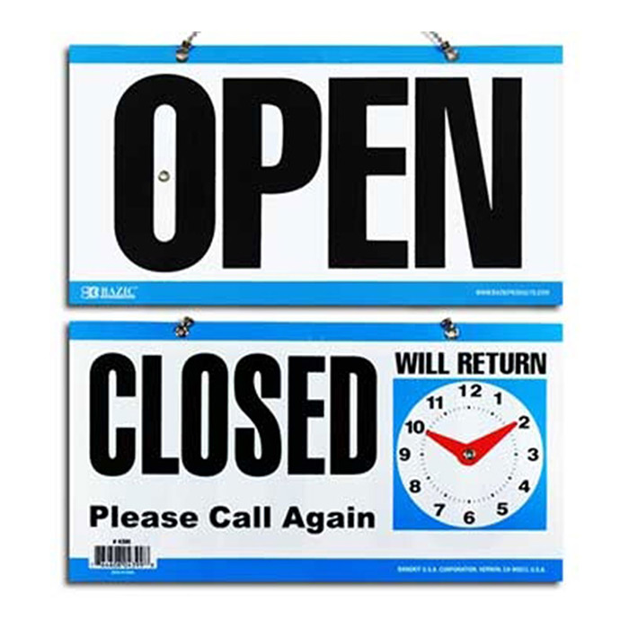 ''6'''' X 11.5'''' ''''Closed'''' CLOCK Sign w/ ''''Open'''' Sign On Back''
