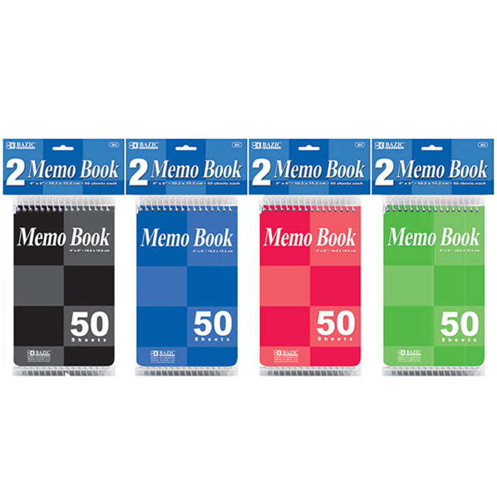 ''50 Ct. 4'''' X 6'''' Top Bound Spiral Memo Books (2/Pack)''