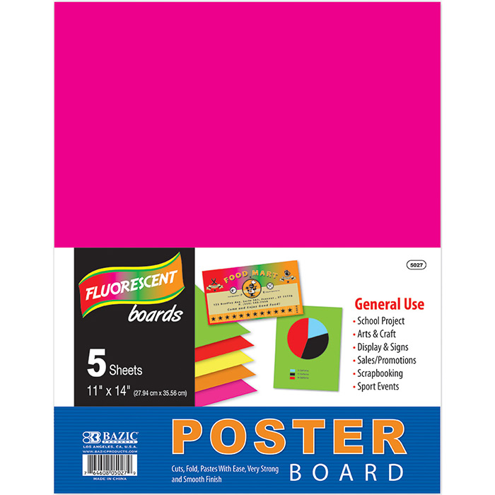 ''11'''' X 14'''' Multi Color Fluorescent POSTER Board (5/Pack)''