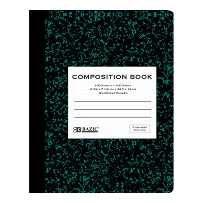 ''100 Ct. 5-1'''' Quad-Ruled Marble Composition Book''