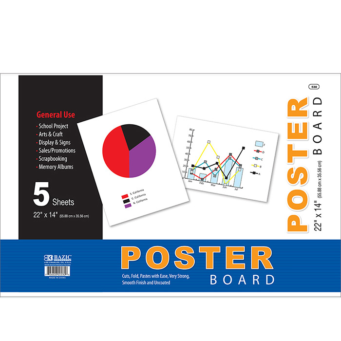 ''22'''' X 14'''' White Poster Board (5/Pack)''
