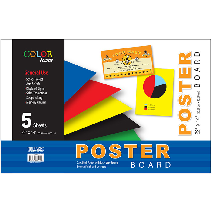 ''22'''' X 14'''' Asst. Color POSTER Board (5/Pack)''