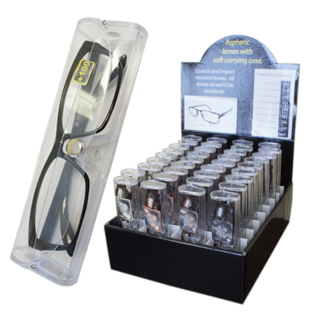 Demi Frame READING GLASSES w/ Cases and Display