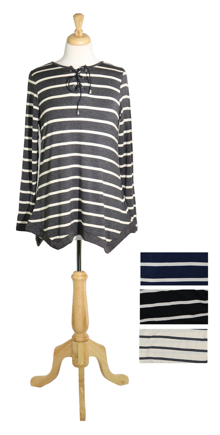 LADIES Striped Rayon Blouses - Assorted Colors