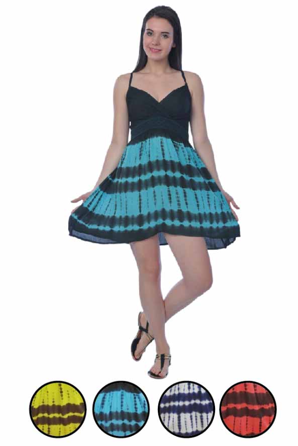 Ladies Rayon TIE DYE Short Dresses - Assorted Colors