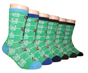 Boy's & Girl's Novelty Crew Socks - FOOTBALL Prints - Size 6-8