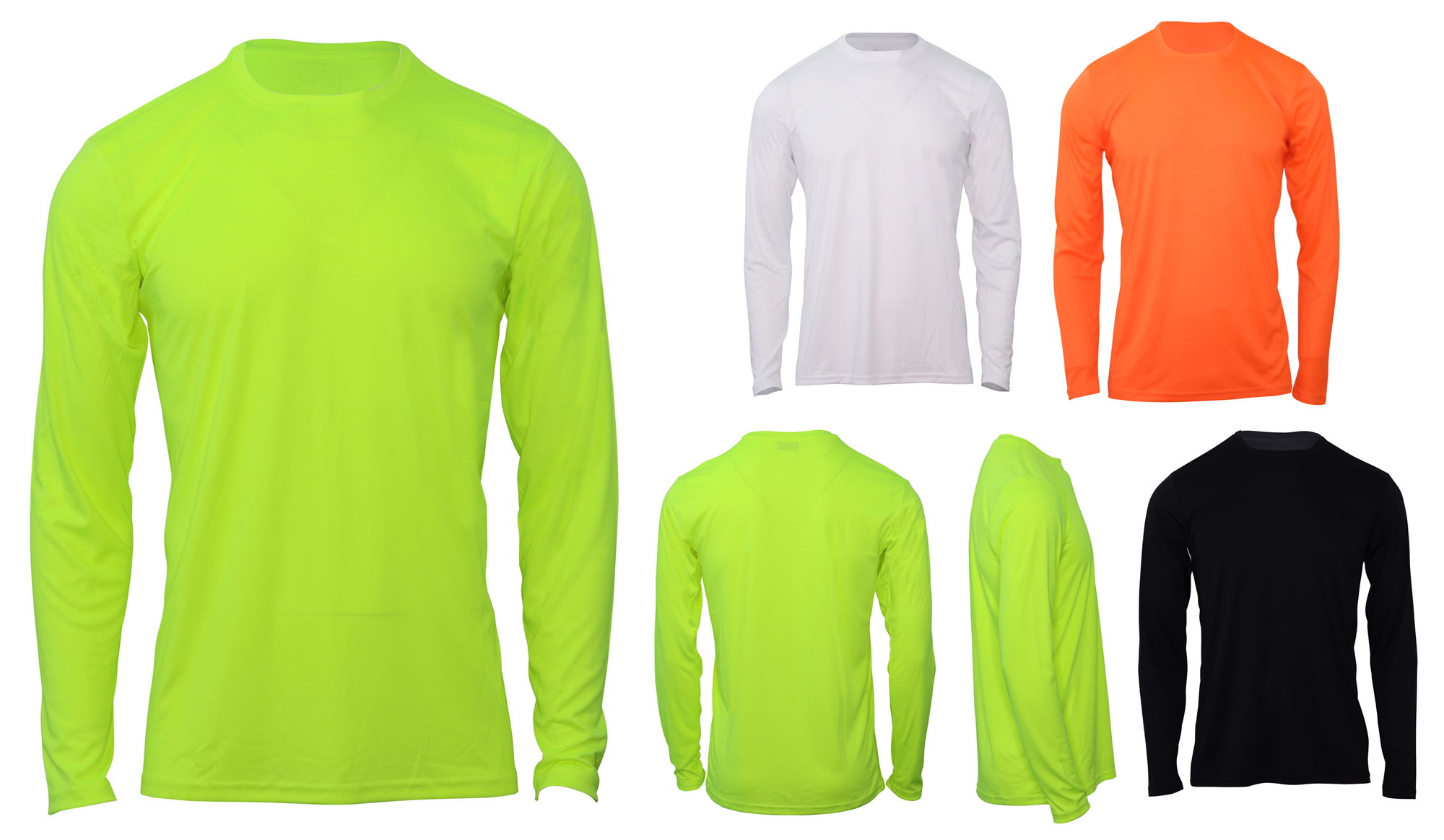 Men's Base Layer Crew Neck Long Sleeve SHIRTs - Plus Sizes - Choose Your Color(s)