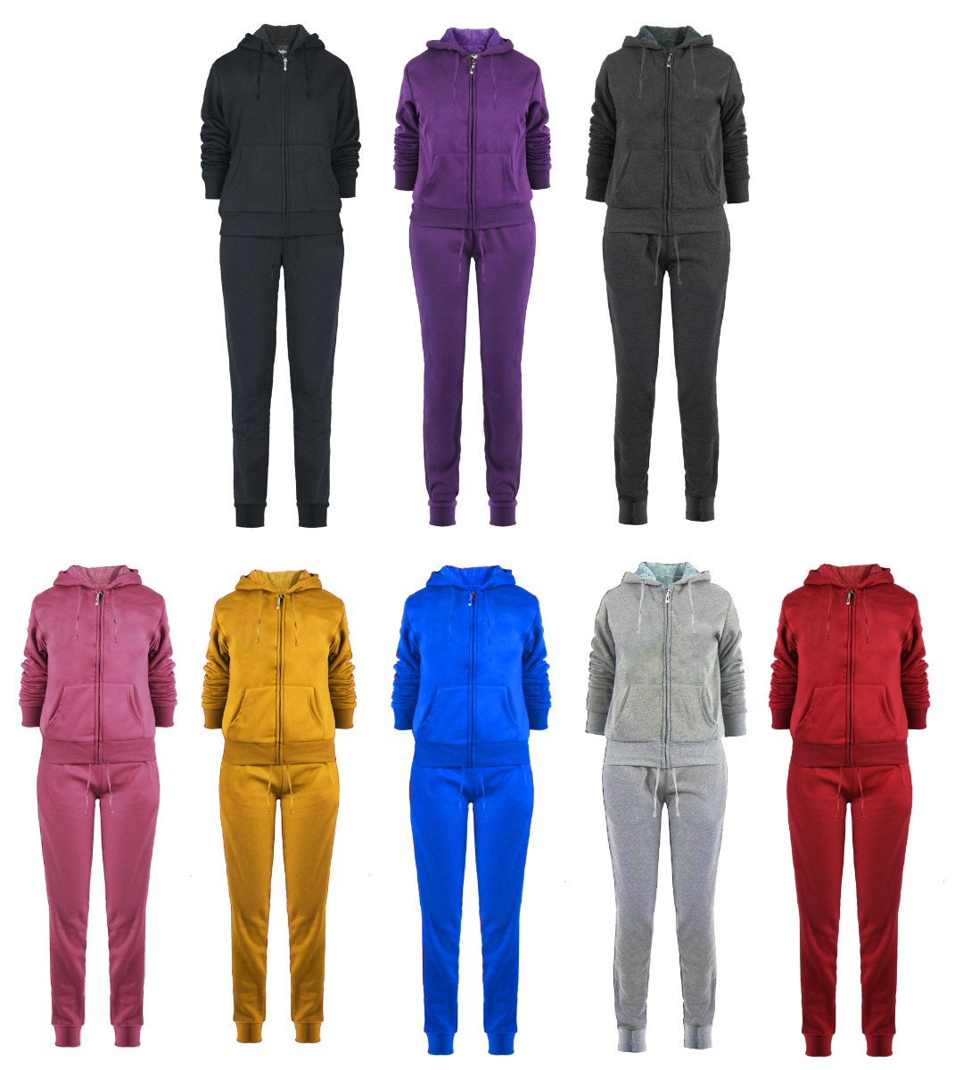 Women's Sherpa Lined 2-Piece Hooded SWEATSHIRT & Jogger Sets - Choose Your Color(s)