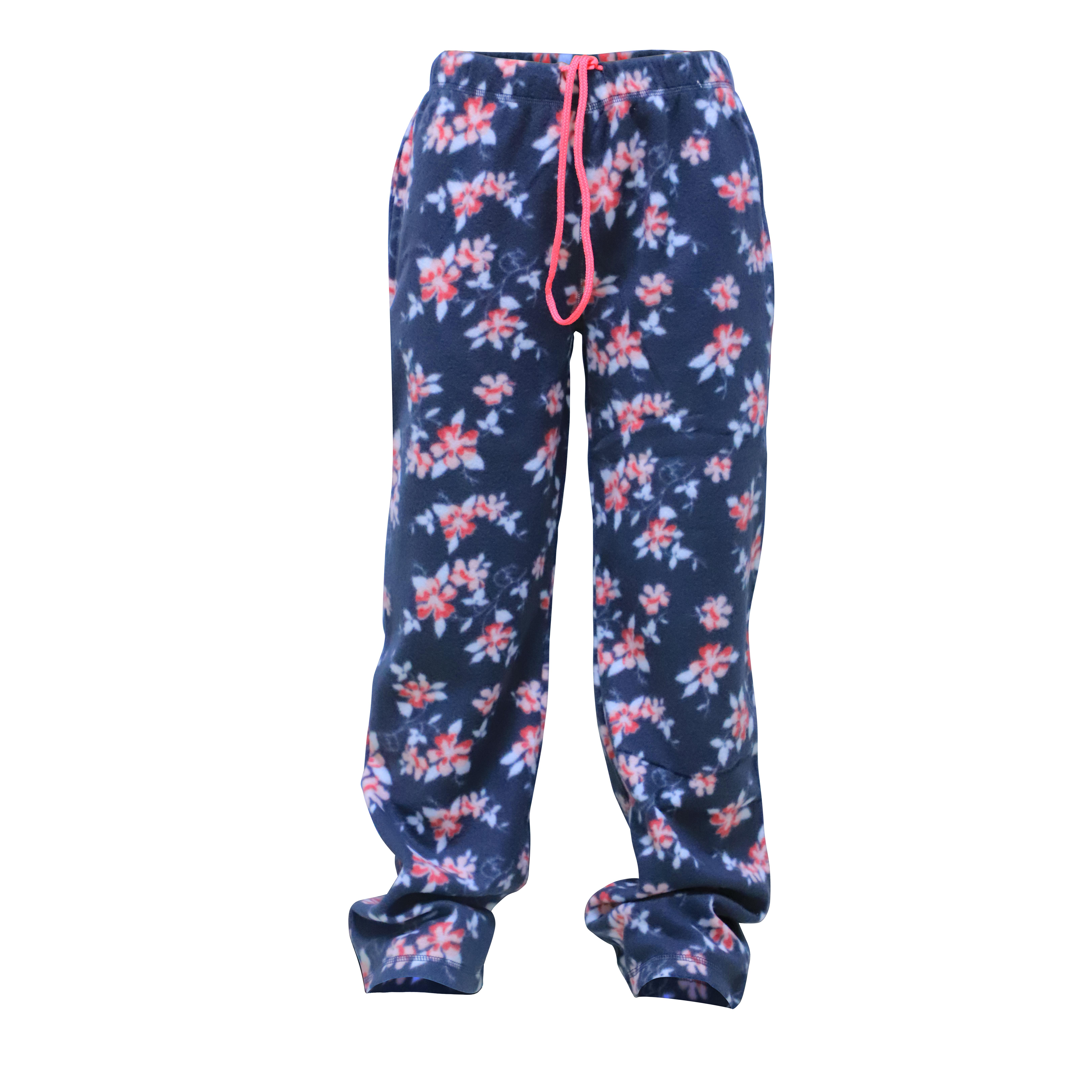 Women's Fleece Pajama PANTS w/ Floral Print - Size Small-2XL