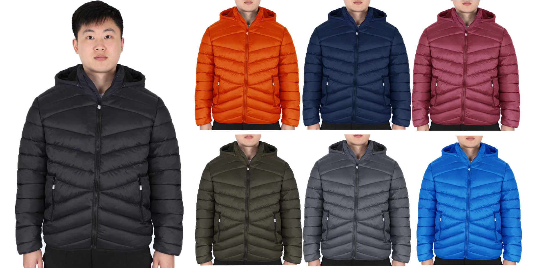 Men's Puffer Down Jackets w/ Sherpa Lining - Choose Your Color(s)
