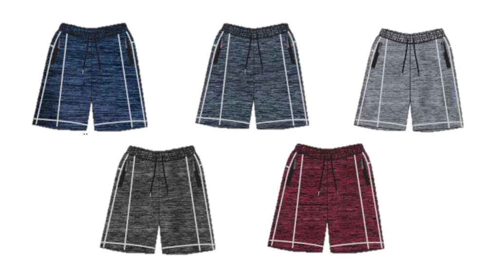 Men's Fleece Heathered SHORTS w/ Two Tone Stripes - Choose Your Color(s)