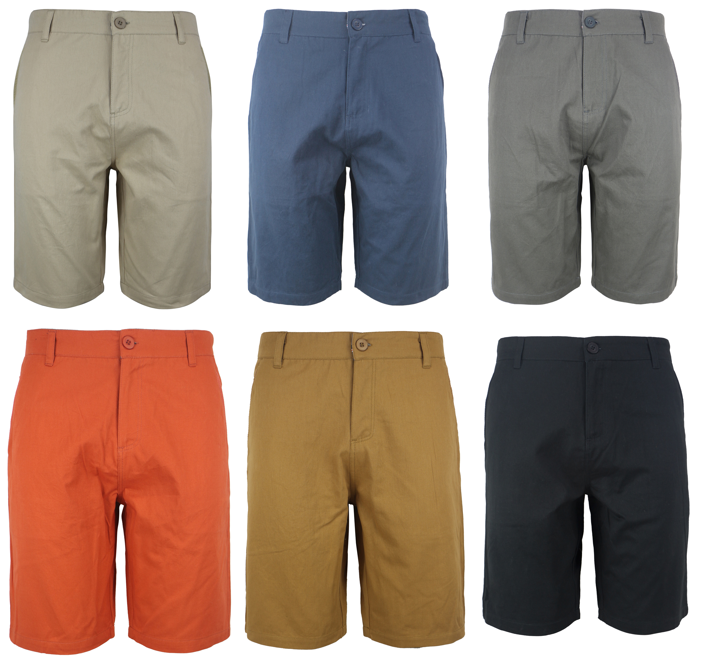 Men's Chino SHORTS w/ Front Side Pockets - Solid Colors - Sizes 30-40