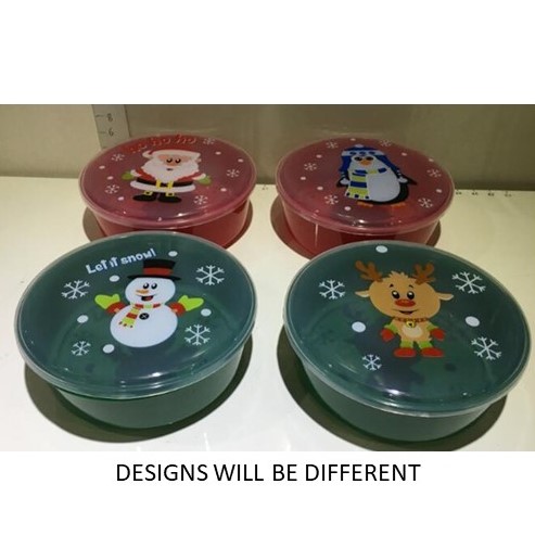 Food Storage Container CHRISTMAS Round 4design/3color 7.36 X 2.83in