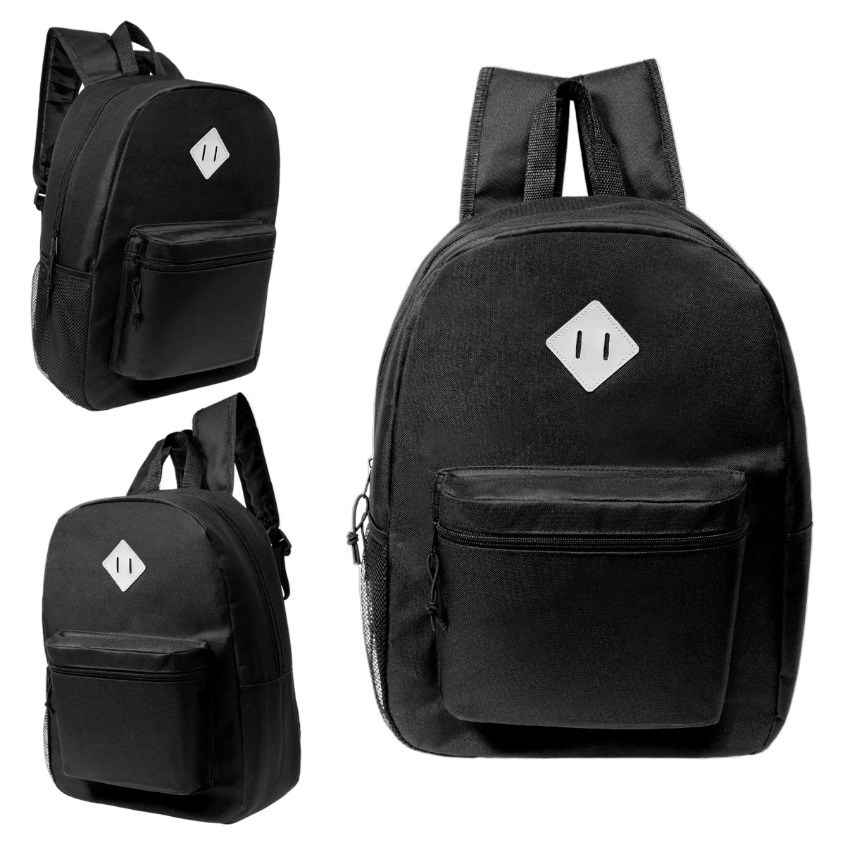 ''17'''' Lightweight Classic Style BACKPACKs w/ Embroidered Locker Loop Patch - Black''