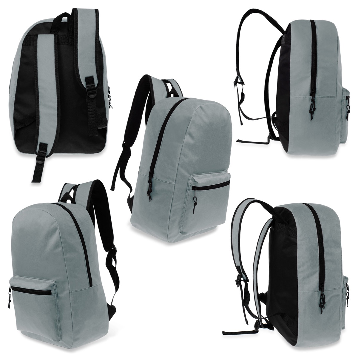 ''17'''' Lightweight Classic Style BACKPACKs w/ Adjustable Paded Straps - Grey''