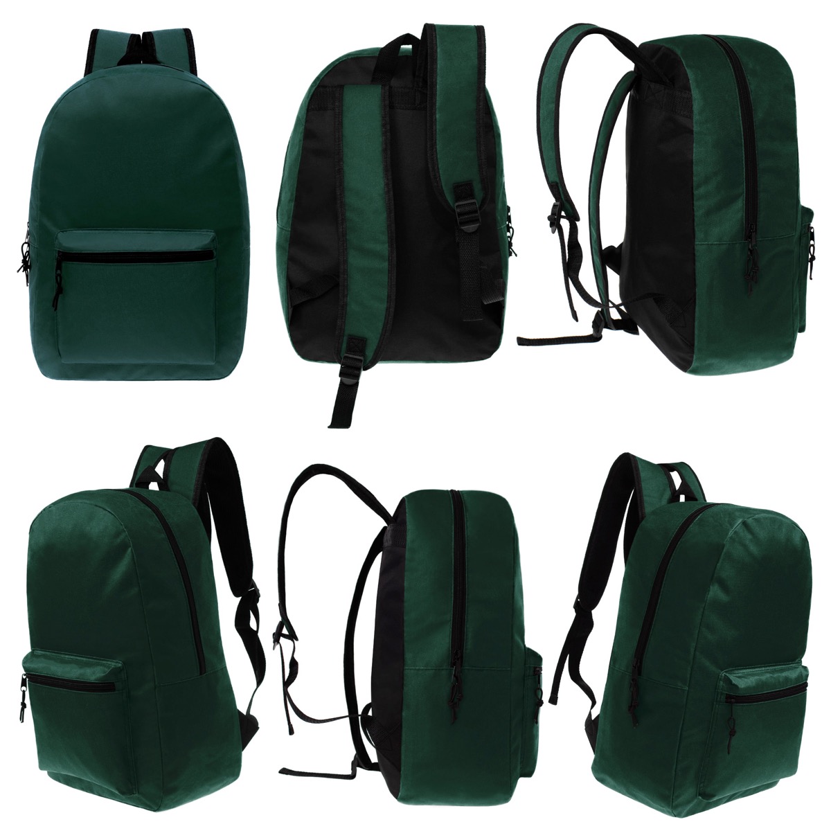 ''17'''' Lightweight Classic Style BACKPACKs w/ Adjustable Paded Straps - Dark Green''