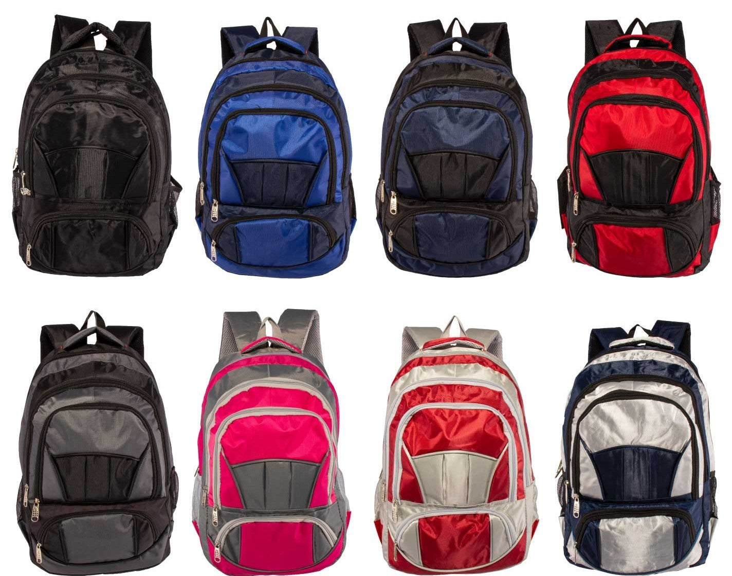 ''19'''' Premium Heavy Duty Two Tone BACKPACKs w/ Zip-Up Cargo Pockets - Assorted Colors''
