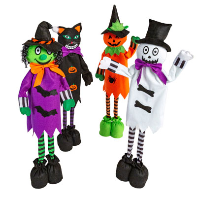 Standing Figure HALLOWEEN 4asst Characters 25-28in Plush Hlwn Ht Pumpkin/ghost/cat/scarecrow