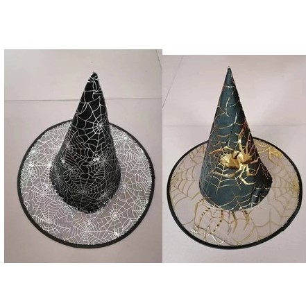 Witch HAT Kids 13in 2ast Web/spider Patterns Ea In Gold Or Silver Ht/jhook