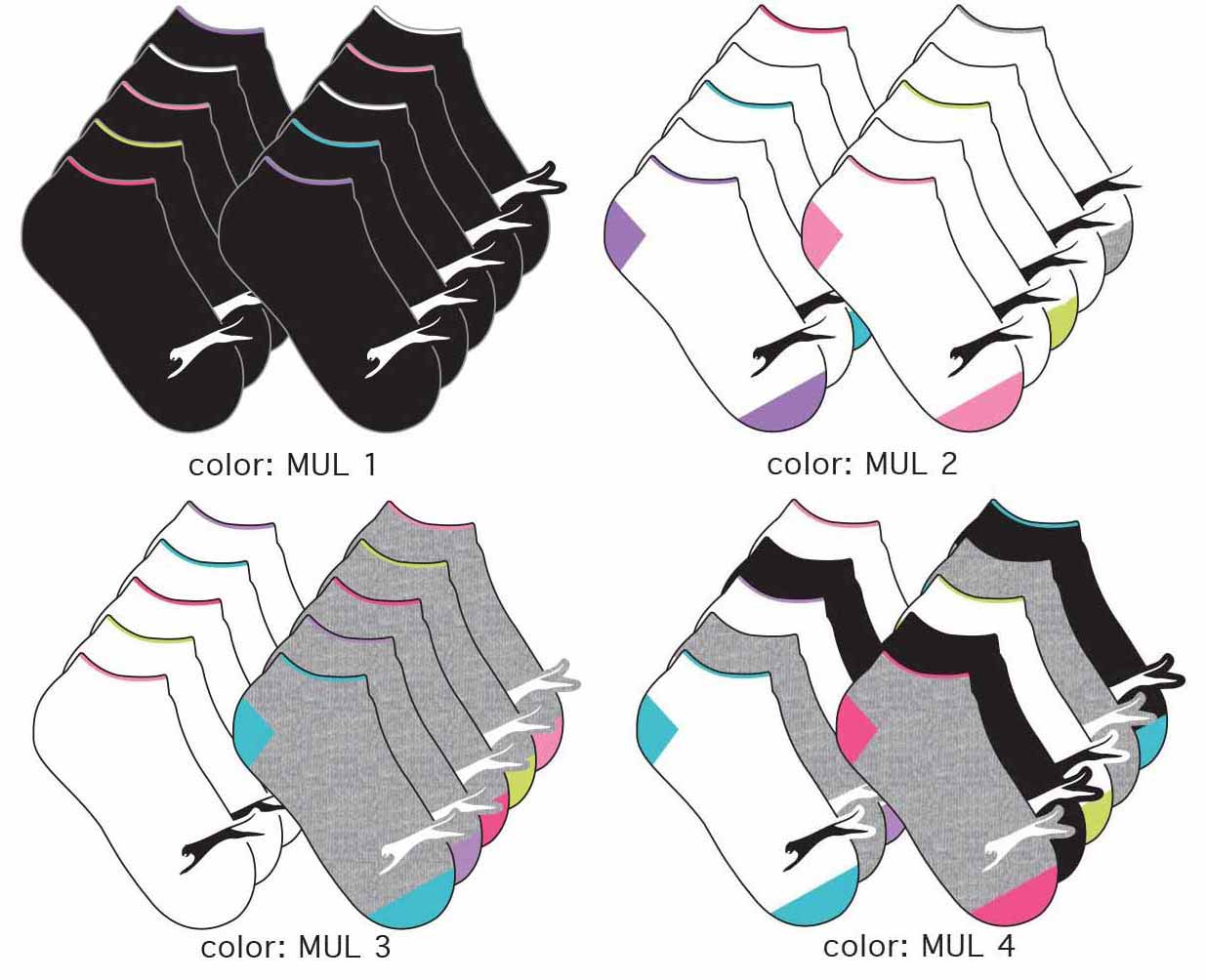 Women's Low Cut Athletic Socks - Solid Colors - 10-Pair Packs - Size 9-11