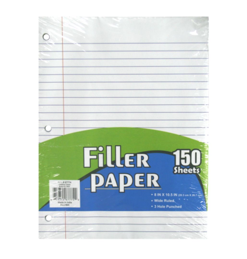 Filler Paper 150 Sheets Wide Ruled