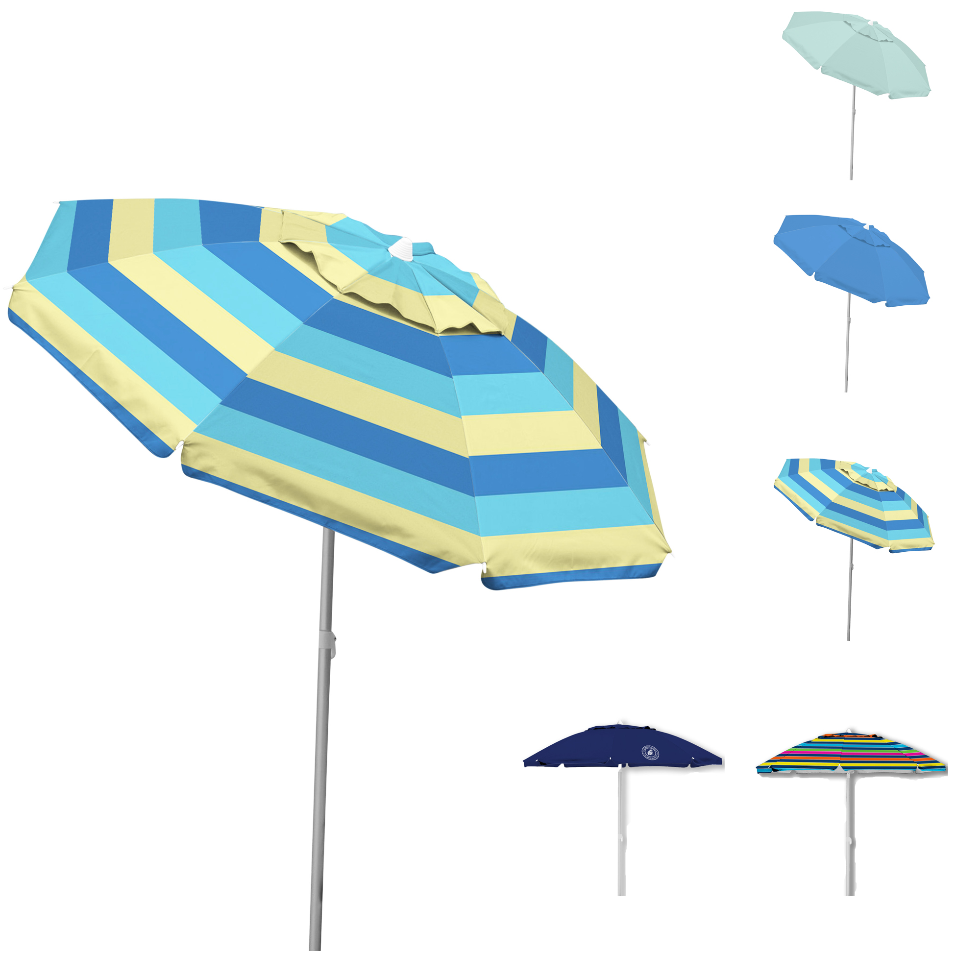 6.5' Caribbean Joe Beach UMBRELLA w/ UV Protection & Matching Carrying Case - Choose Your Color(s)