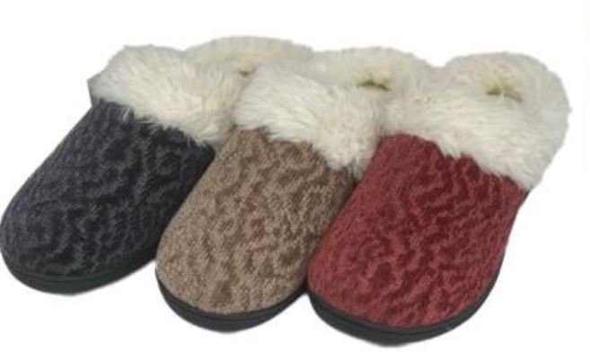 Women's Suede Bedroom Clog SLIPPERS w/ Faux Fur Trim - Choose Your Size(s)