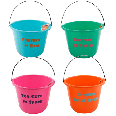 Bucket Trick Or Treat 4ast Fashion Colors/sayings Hlwn/ht 9in X 7in H