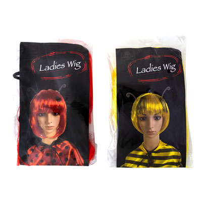 Wig Ladybug/bee Style 2ast W/antennas Pb/illus Insert Card