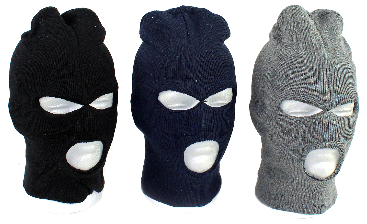Men's 3Hole Ski Masks Black, Gray & Navy