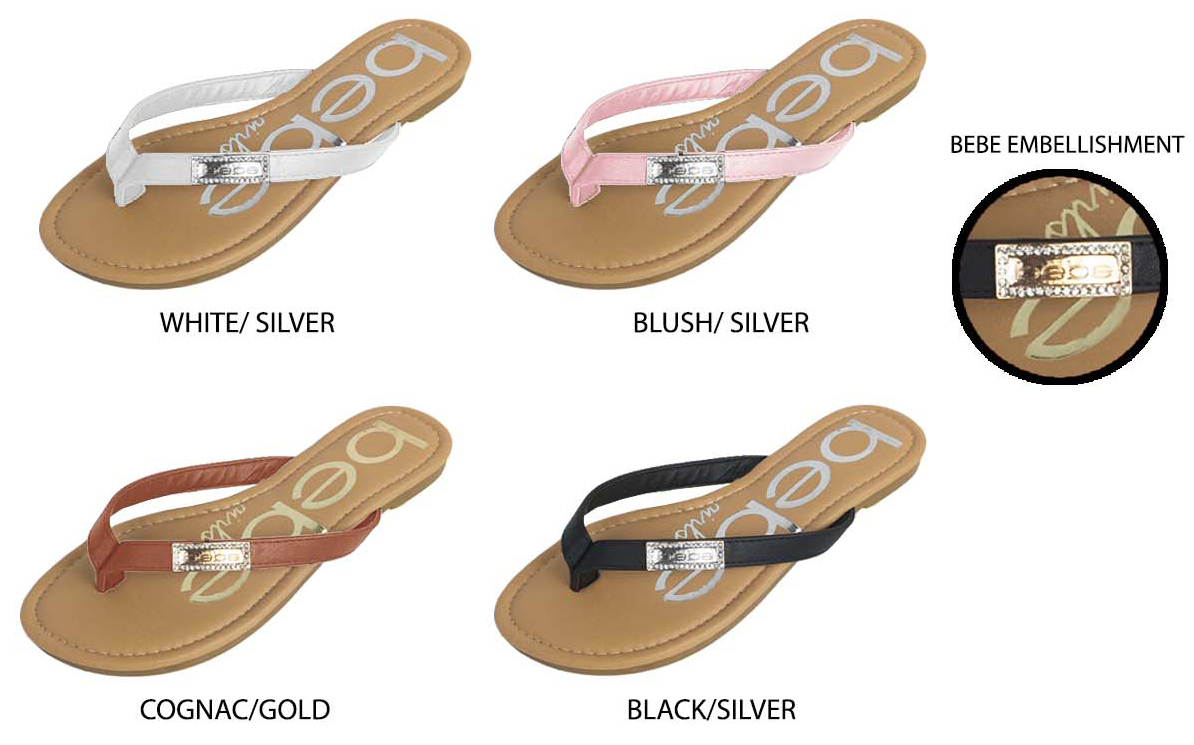 bebe gold flip flops