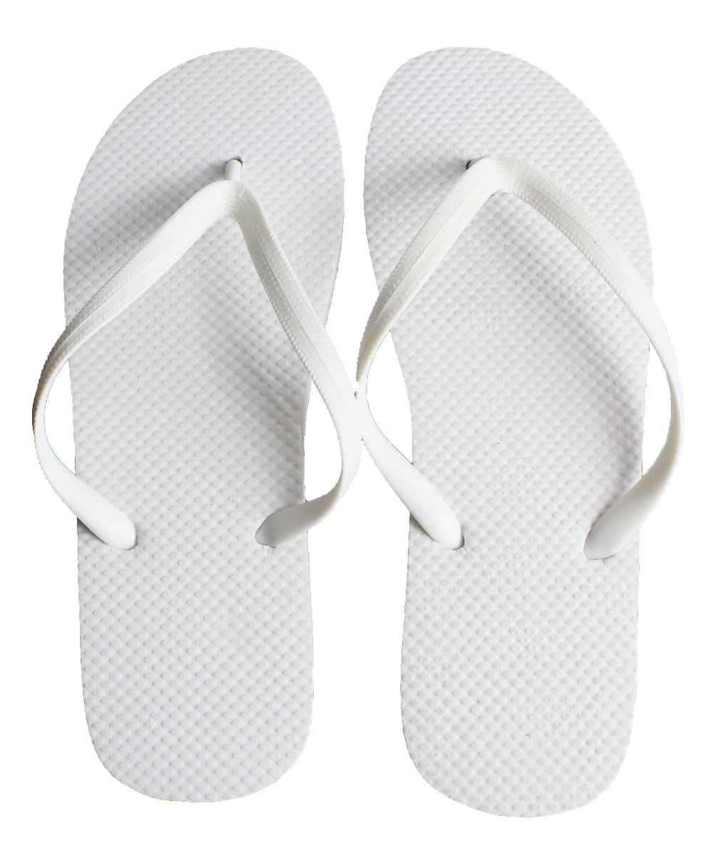 all white flip flops