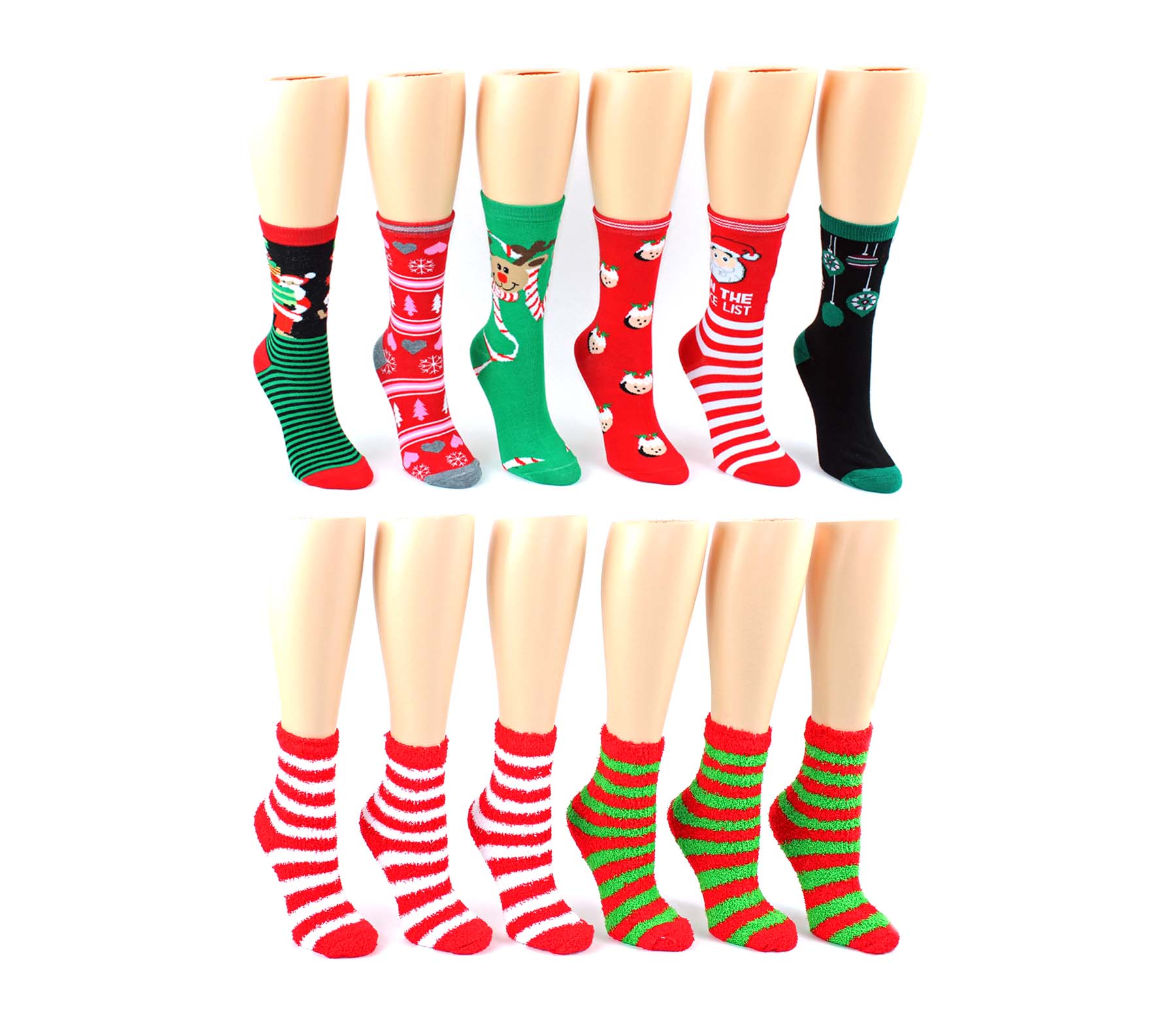 6-24 Pairs Womens Winter Christmas Novelty Ankle Socks 6 Festive Designs