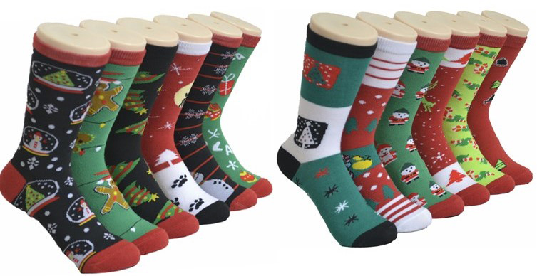 6 pair pack Size 4-7 ladies Festive Christmas Design Novelty Socks sock